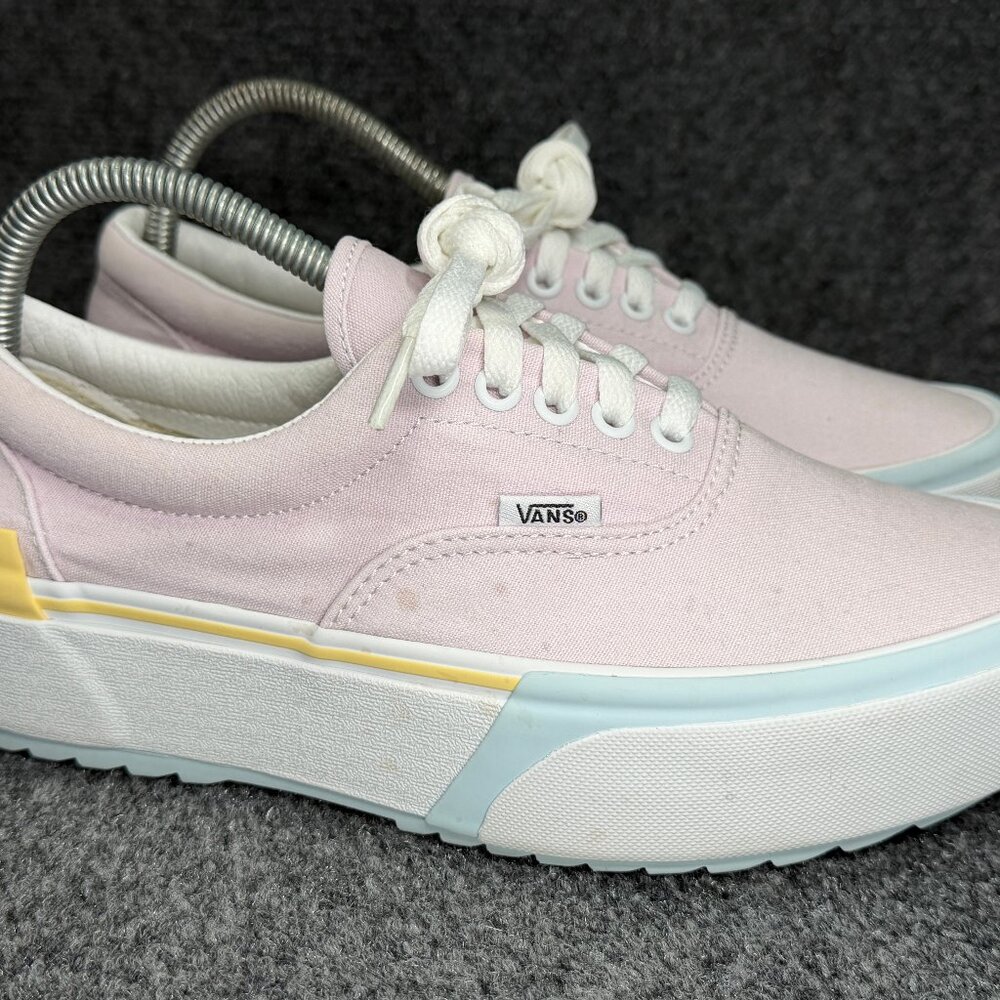 Vans Era Stacked Paltform‎ Sneakers Women's 9.5 Pink Blue Yellow Low Lace Retro - Picture 2 of 12
